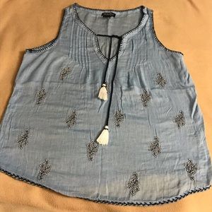 Lucky Brand Blouse with tie detail - Blue - Sz. S